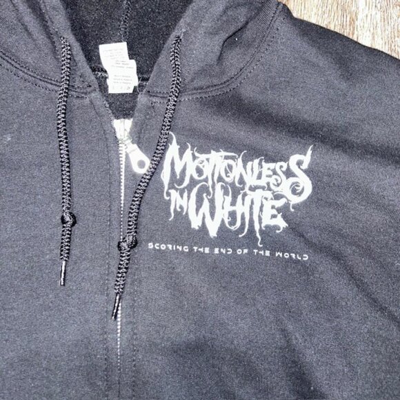 Motionless in White Full Zip Hoodie Unisex Black And White SMALL S Fleece Knit - Picture 2 of 4